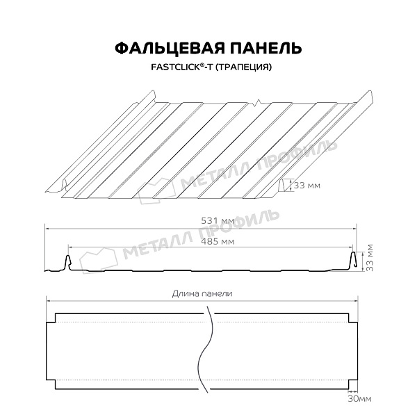 Фальцевая панель FASTCLICK-Т (Трапеция)